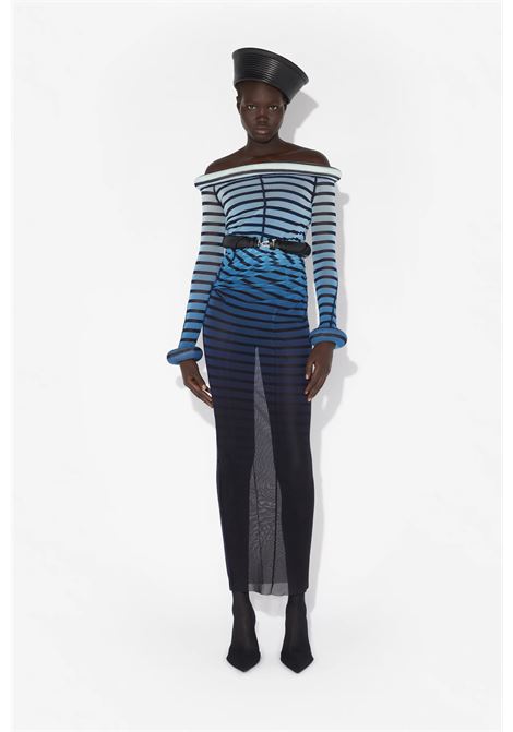 abito lungo 3d collar and cuff donna nero e blu JEAN PAUL GAULTIER | 25/33-F-RO294-T575005956
